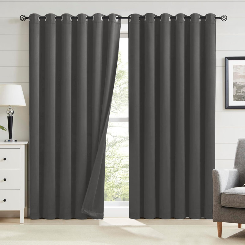 Premium Blackout Eyelet Curtain Panels - Thermal Insulated, Noise Reducing Grommet Room Darkening Window Curtains for Bedroom and Living Room