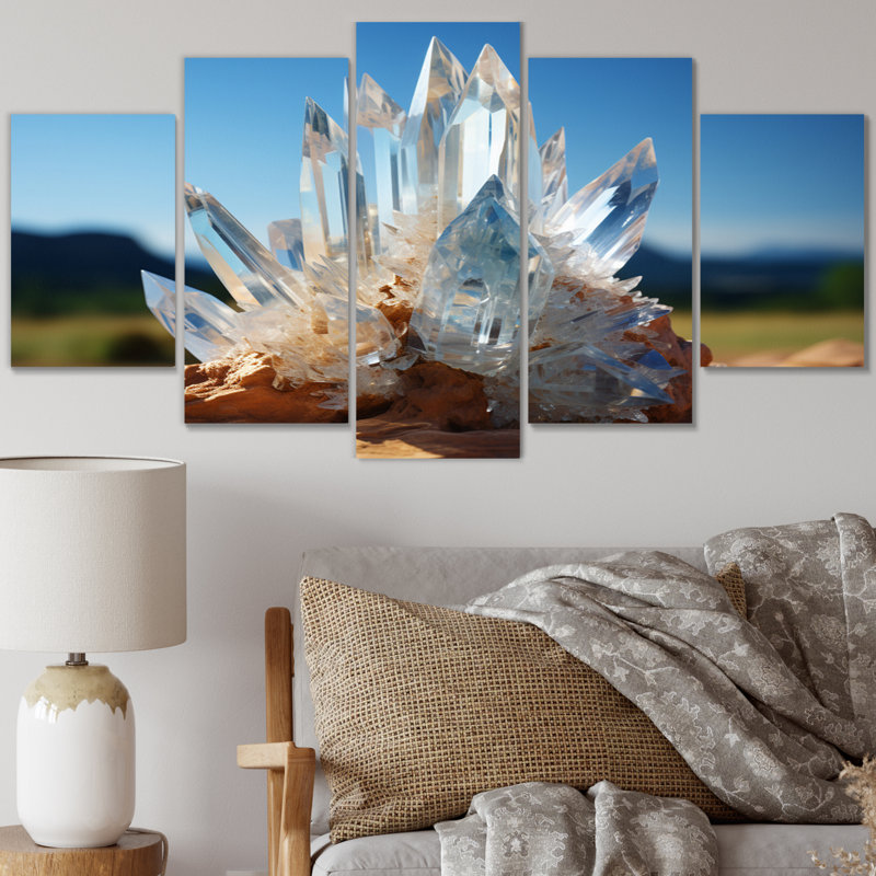 «White Blue Spiritual Stone Selenite», art mural méditation - 5 panneaux