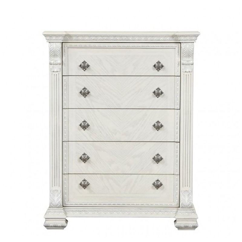 Gittel 5 Drawer Chest, Wire Brushed White