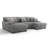 3 - Piece Upholstered Light Gray Faux Rabbit Fur Flannel Modular Sectional Sofa with Armrests & Throw Pillows-2142440420
