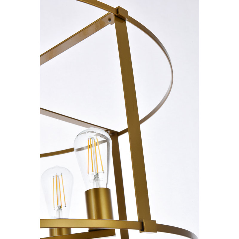 Carter-Johnson Geometric Drum Pendant, Brass, 12" H x 20" W x 20" D, 4 Lights