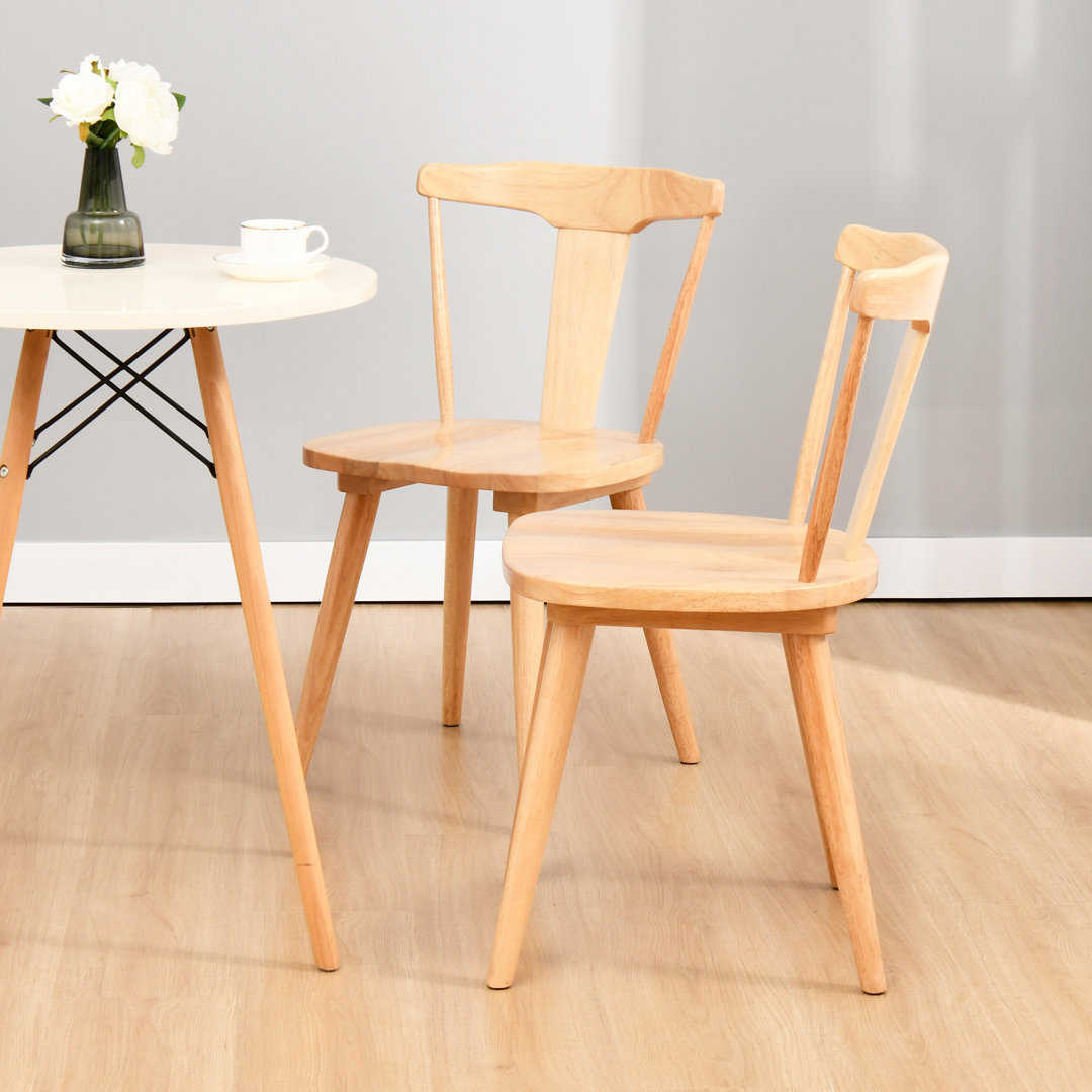 Brannagh 19.3" Wide Modern Scandinavian Solid Wood Dining Chair Y-Shaped Backrest (Set of 2) Wade Logan® 