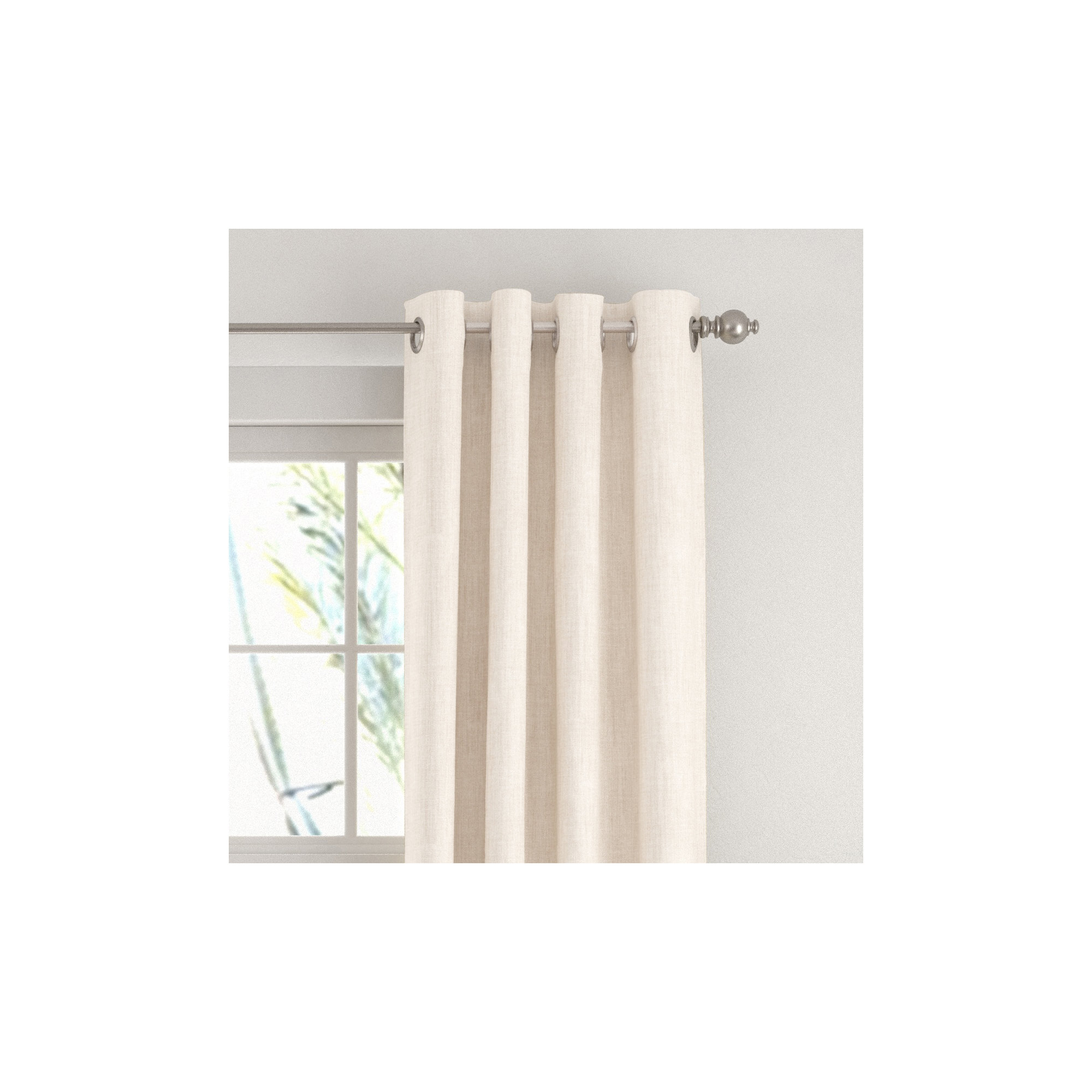 100% Blackout Textured Linen-Blend Grommet Curtain Set, 50" W x 96" L, Ivory