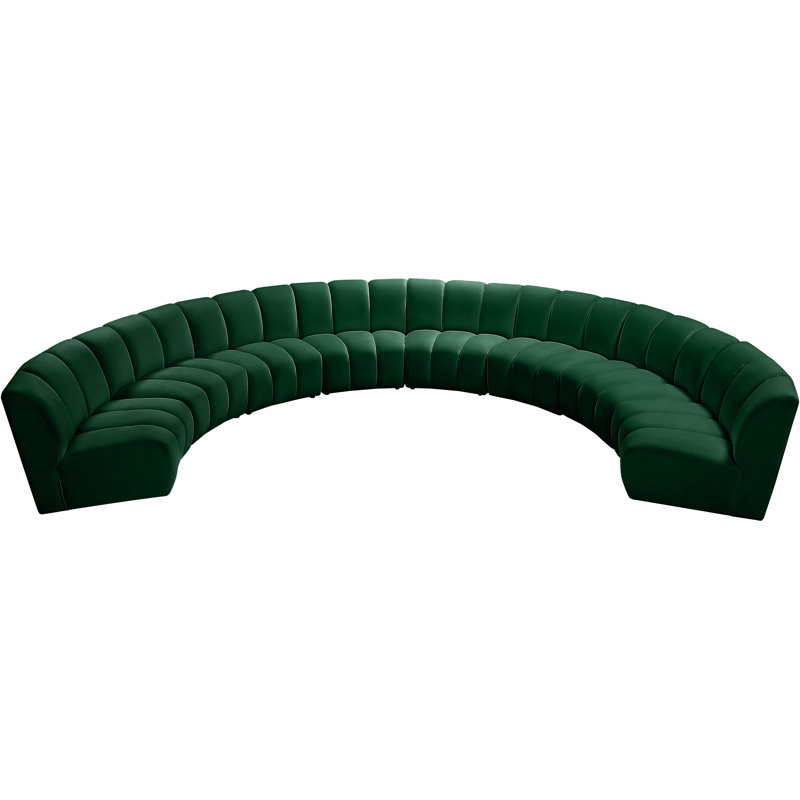 Canapé modulaire en velours Infinity, Velours vert, 8 pièces