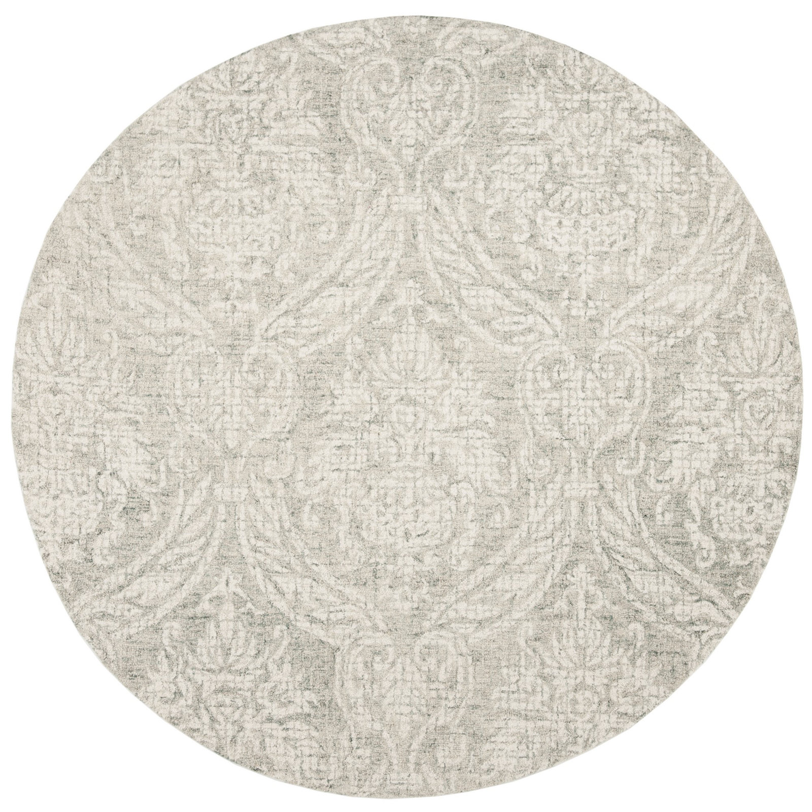 Rosemarie Gray Ivory Hand-Tufted Wool Rug, Round 6'
