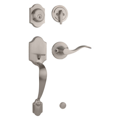 Satin Nickel Handle With Lever And Deadbolt Entry Set