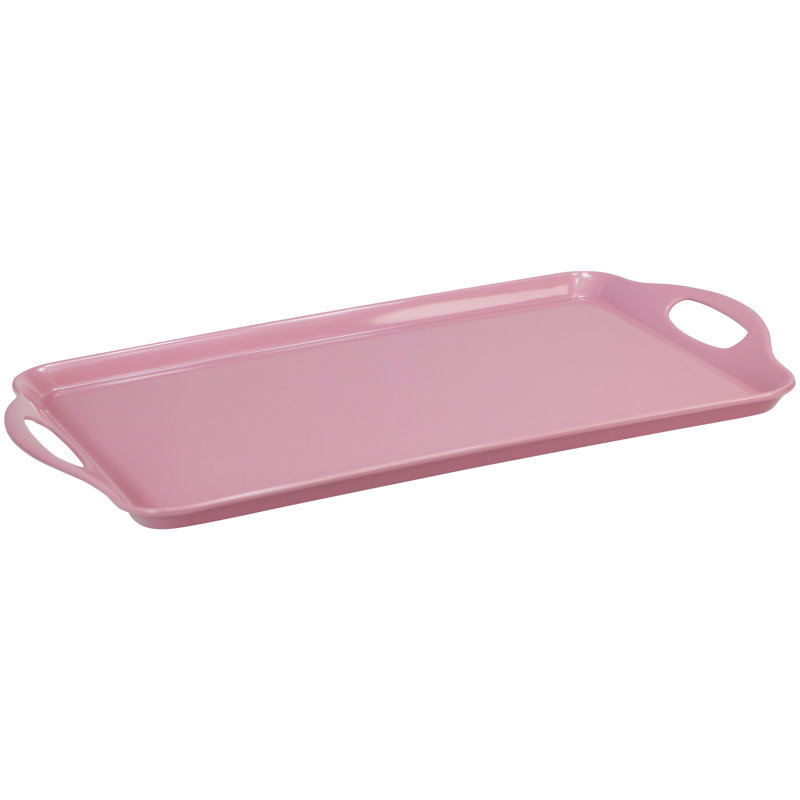 Reston Lloyd Multi-Purpose 18" Rectangle Melamine Plastic Handled Tray, Pink
