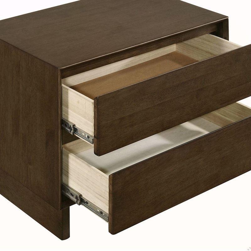 Table de chevet 2 tiroirs brun chaud