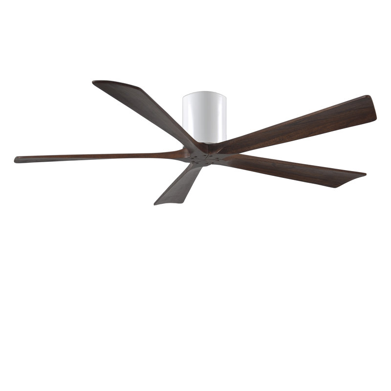 Ventilateur à pales encastré 5 pales Irene, Blanc brillant, Finition du boîtier du ventilateur, Ton noyer