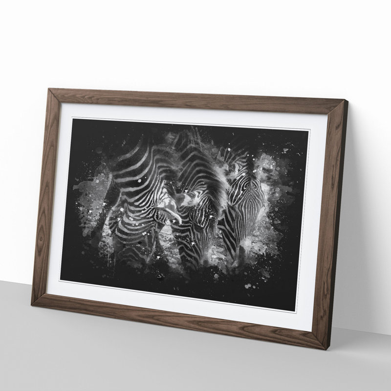 Zebras Vol.2 Paint Splash - Picture Frame Graphic Art, Walnut, 48cm H x 65cm W x 2cm D