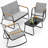 4-Person Cooling PVC-coated polyester Outdoor Patio Seating Group with Loveseat, Rocking Chairs & Solid Wood Armrests-1932683946