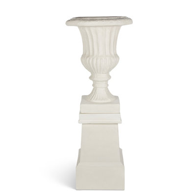 Tall Urn With Pedestal, Soft White, 55.5"H