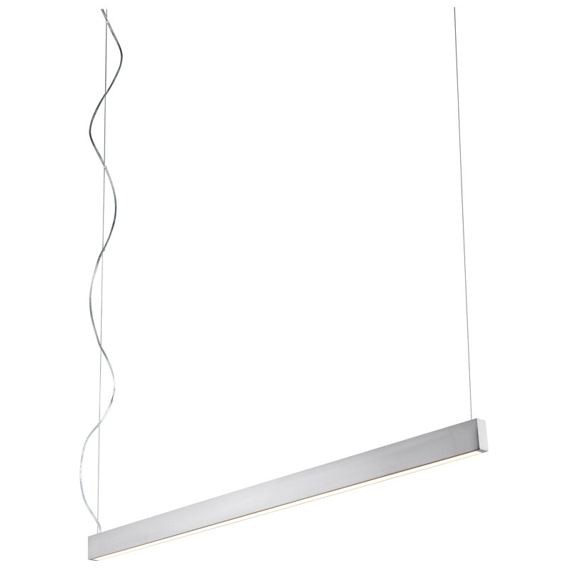 Luminaire suspendu linéaire à DEL Amarye, Nickel satiné, H 62,5 po x l 50 po x P 5,5 po