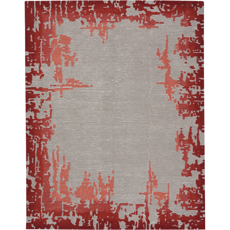 Tapis bleu moderne fait à la main, Rectangle 7 pi 9 po x 9 pi 9 po