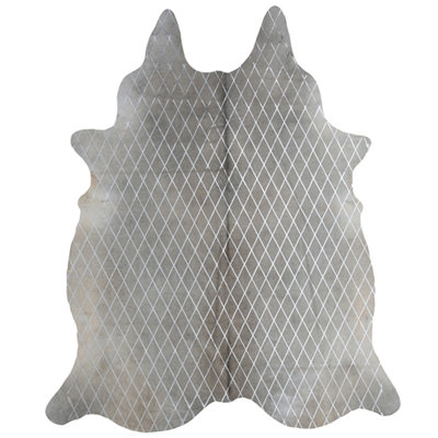 Tapis argenté en cuir de vache 5 pi 3 po x 5 pi 9 po Arlequin