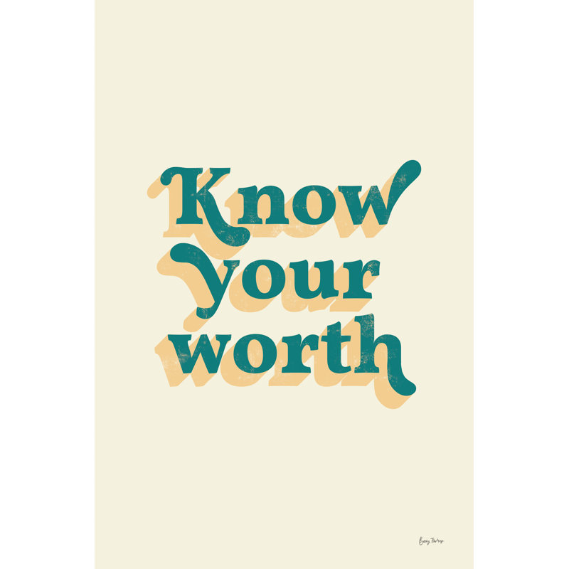 Know Your Worth by Becky Thorns - Typography, 46 cm H x 30 cm W, Black Floater Framed