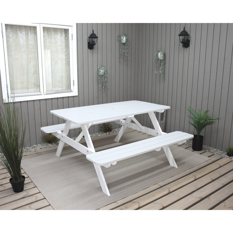 Olgrah 6 - Person Wood Patio Dining Set with Rectangular Table, White