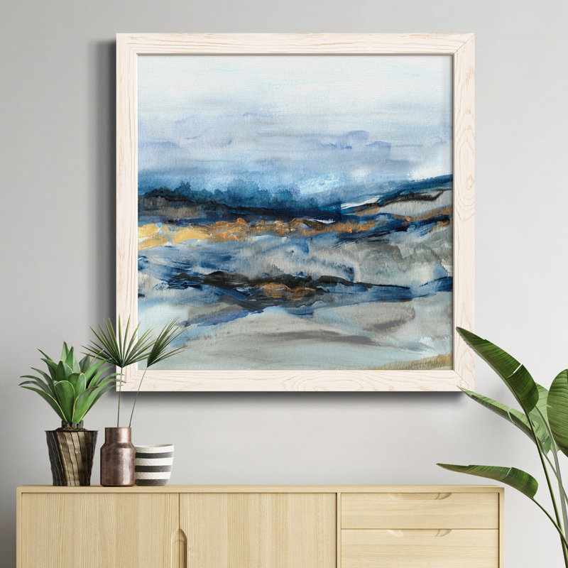 Long Lake I - peinture sur toile encadrée, H 27,5 po x l 27,5 po x P 1,5 po, Cadre blanc