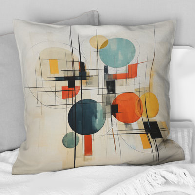 Coussin décoratif coloré à motif géométrique Mid Century Patchwork II