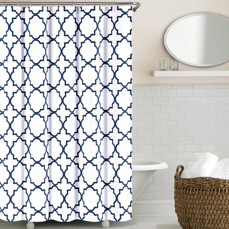 Rideau de douche en coton Adelee, Bleu marine