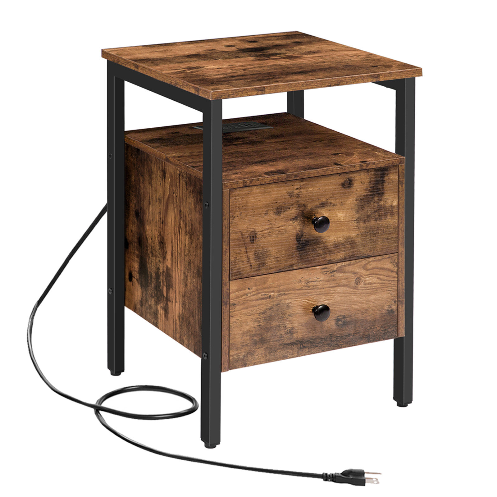 LED Nightstand End Table Side Table Wrought Studio Color: Brown