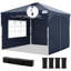 Quictent 3m x 3m Pop Up Gazebo with 3 Removable Sidewalls, Instant Setup Canopy Tent with Center Lock, Portable Shelter for Garden Party, Camping, Grey-124005060