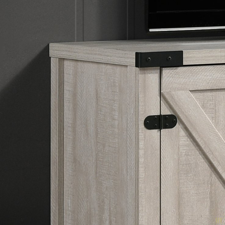 Meuble télé Salma Dusty de 58 po de largeur avec 2 tablettes ouvertes et 2 armoires, Gris