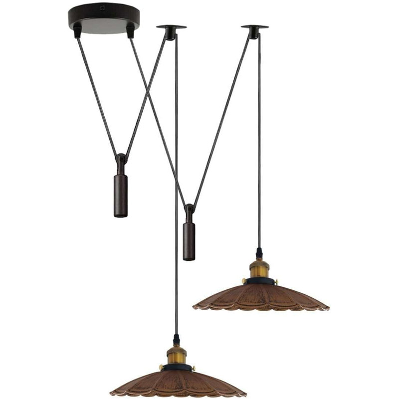 2 - Light Brushed Copper Umbrella Pendant