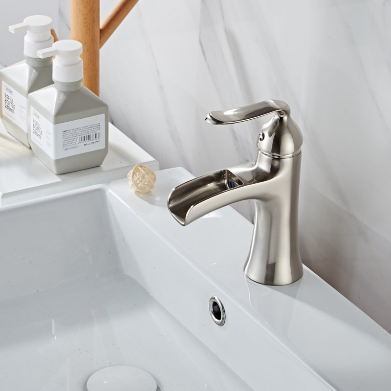 Single-Hole Single-handle Bathroom Faucet with Drain Assembly, Brushed Nickel