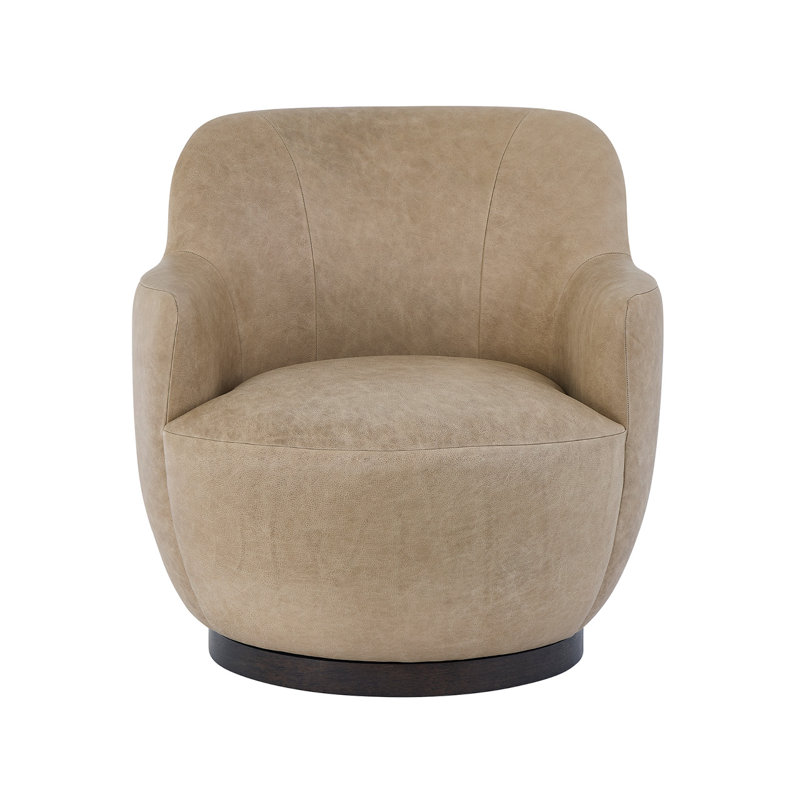 Curated Swivel Armchair, Top Grain Leather, Tan