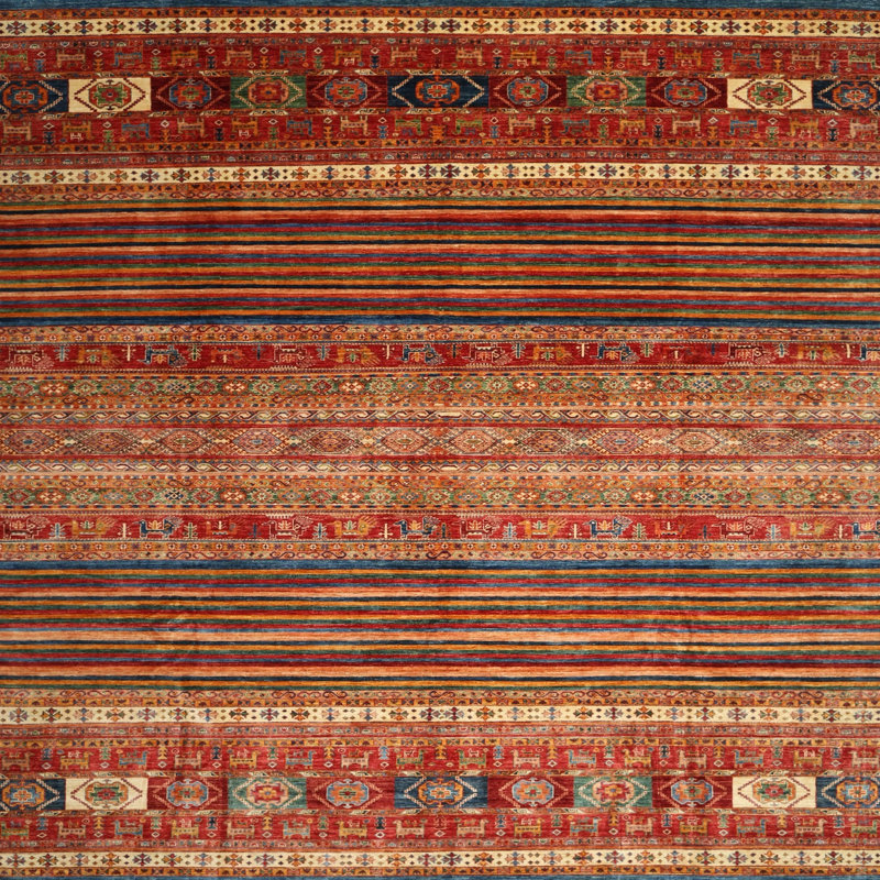 Tapis rouge à motif sud-ouest, Carré 6 pi