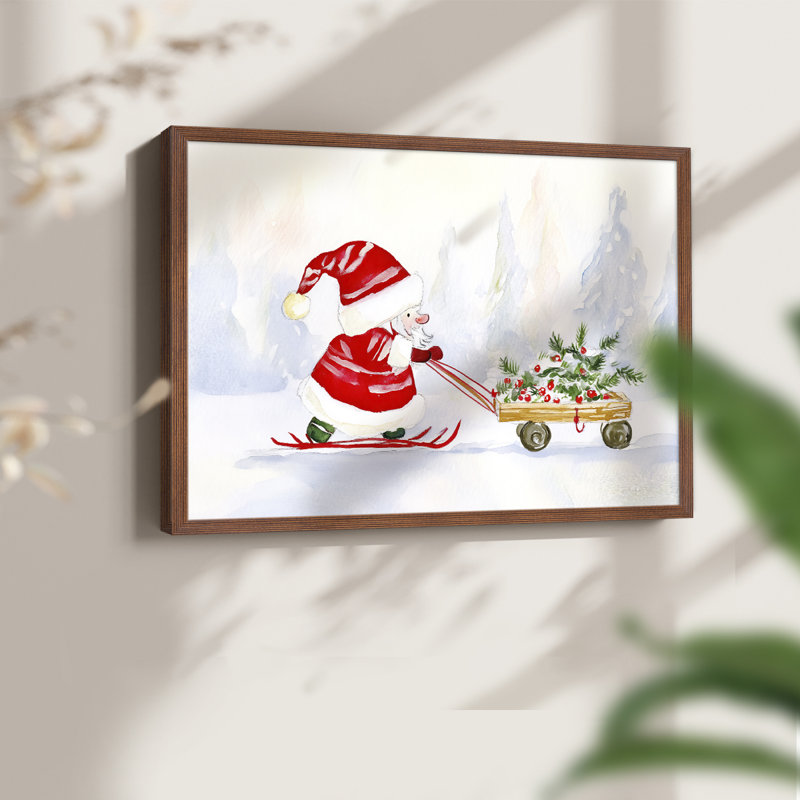 Art de Noël - XXXIX - Reproduction encadrée - Restickable, H 22 po x l 28 po, Noyer