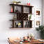 Casier à vin mural rustique à 3 niveaux, multifonctionnel avec porte-verres, idéal pour la décoration de votre bar ou salle à manger. Panneaux de particules couleur noyer, profondeur : 117,6 cm, largeur : 23,2 cm, hauteur : 103,5 cm, poids : 22,5 kg.