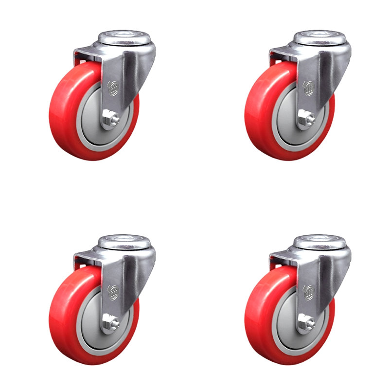 Ensemble de roulettes en polyuréthane SS, Rouge