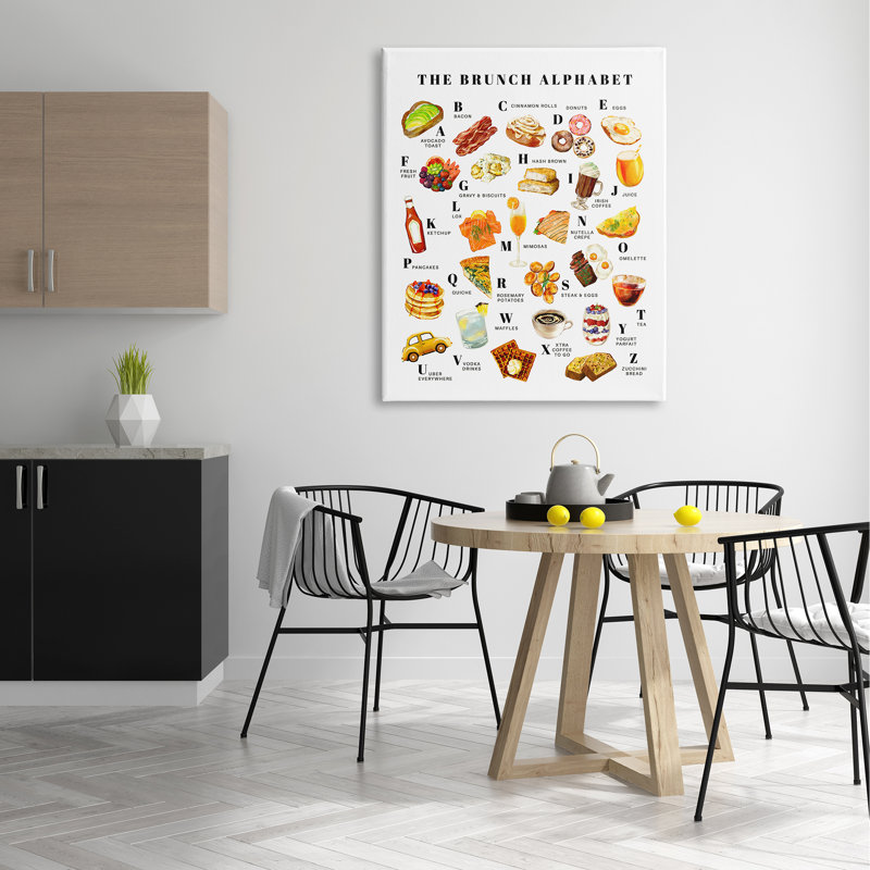 The Brunch Alphabet Food Treats ABC Illustration, H 36 po x l 48 po, Toile tendue