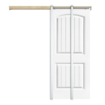 80'' Hollow Paneled Painted without Installation Hardware Kit Sliding Closet Doors
