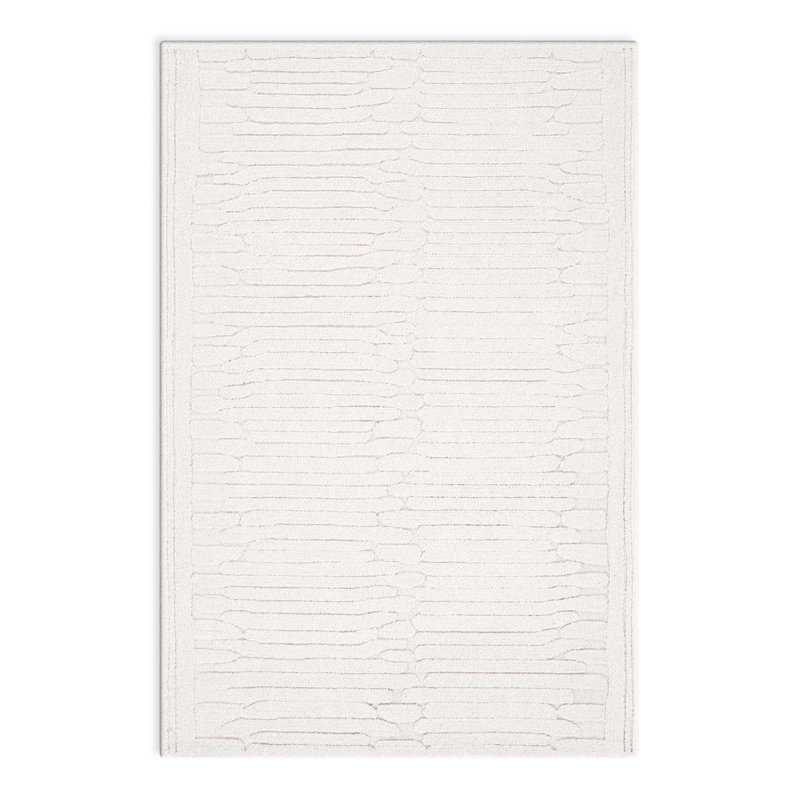Elona Hand Tufted Wool/Cotton Area Rug in Ivory, Rectangle 6' x 9'