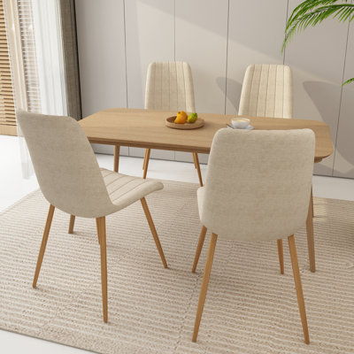 Grubman Linen Upholstered Metal Leg Side Chair by George Oliver