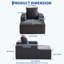 Méridienne intérieure 45,3 po, canapé simple en velours côtelé désossé avec assise profonde et accoudoirs, sans assemblage, 1 coussin de dossier, gris-221621568