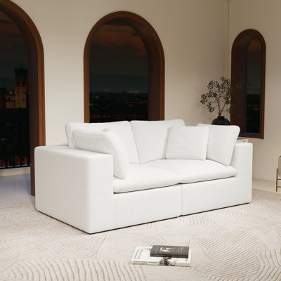 Canapé d'angle modulaire en velours côtelé blanc, 2 pièces, canapé compressé rembourré pour appartement, aucun assemblage requis, outils inclus