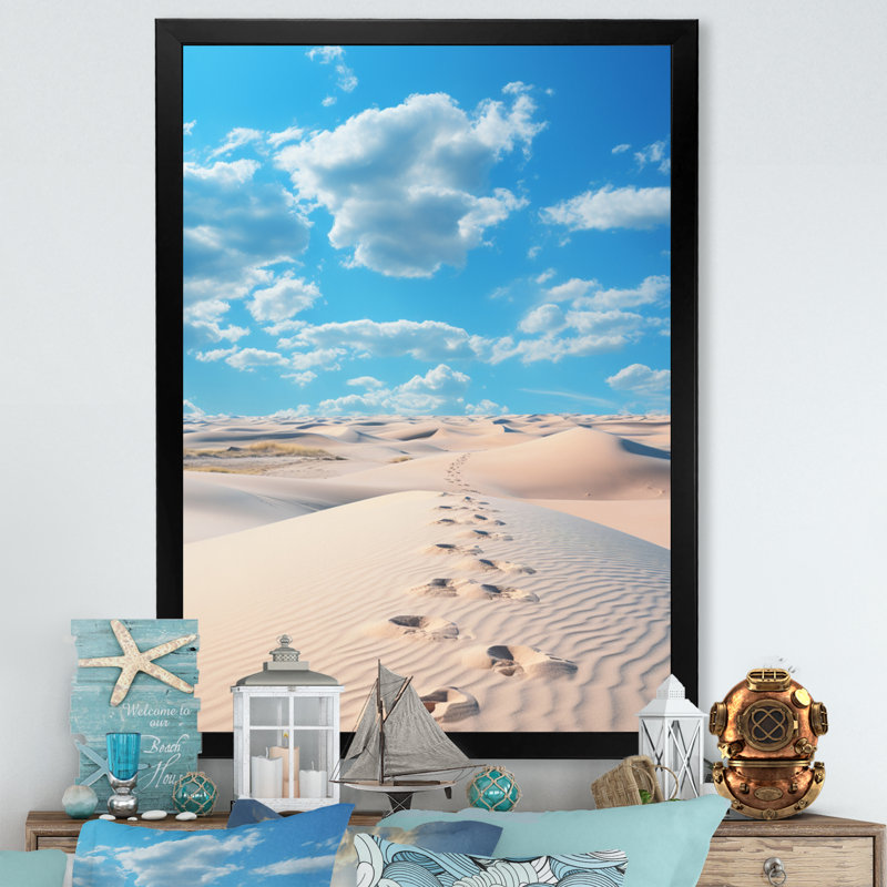 Addisin Beach Photo Footprints In IV, reproduction d'art sur toile, H 20 po x l 12 po x P 1 po, Cadre photo noir