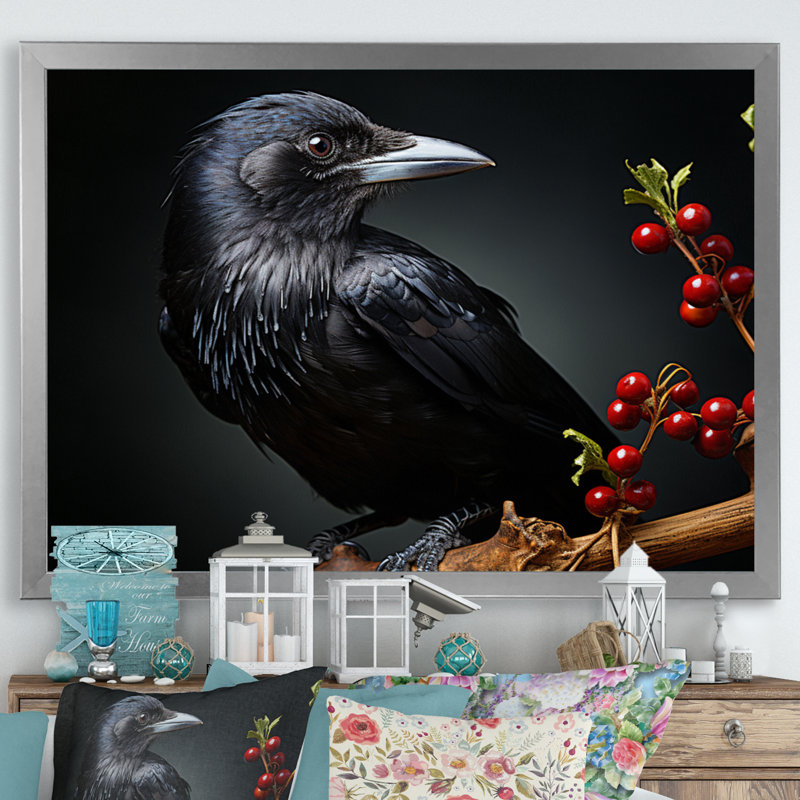 Bird Portrait II - Animals Wall Art Living Room, H 30 po x l 40 po x P 1,5 po, Cadre photo argenté