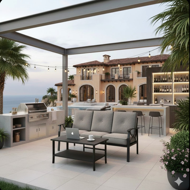 2 Piece Outdoor Patio Set, 70” All-Weather Metal 3-Seat Metal Patio Sofa And Rectangular Coffee Table , Black Frame With Grey Cushions