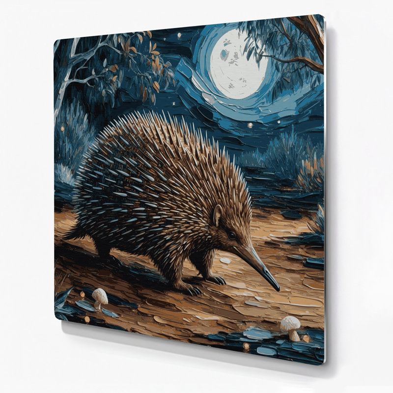 Faune Echidna, art mural en métal noir, H 12 po x l 12 po