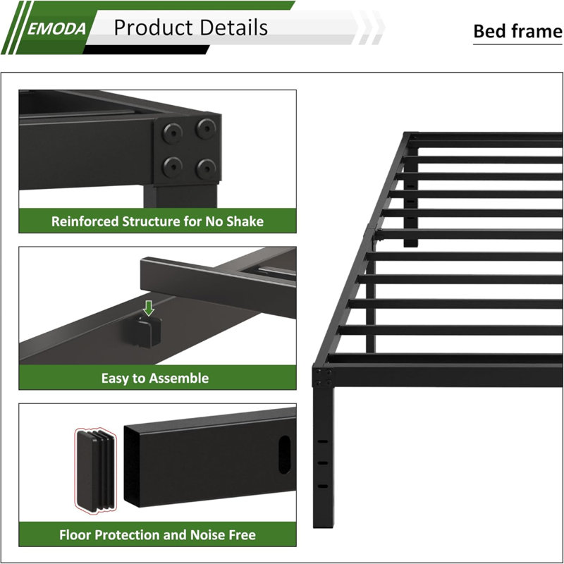 PlatformBed Frames No Box Spring Needed, Heavy Duty Metalbed Frame, Noise Free, Easy Assembly,, King