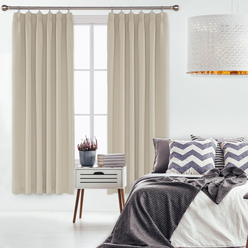 Fari Blackout Curtain Pair, 168cm W x 183cm D, Beige