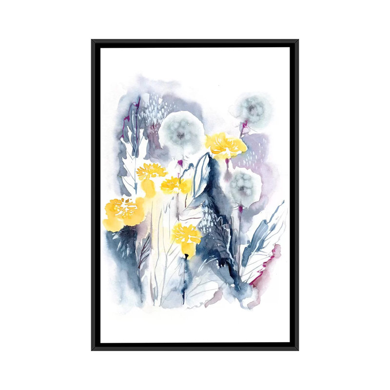 « pissenlits » par lesia binkin, impression sur toile, H 26 po x l 18 po x P 1,5 po, Toile avec cadre noir, Pas de tapis