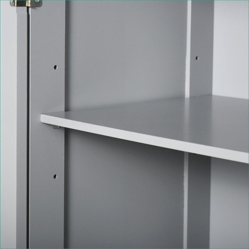 Armoires | Armoire de rangement autoportante pour salle de bain, gris ardoise, 2 portes et 2 tiroirs, tablette réglable, résistante à l'eau | Moderne | Panneau de fibres à densité moyenne