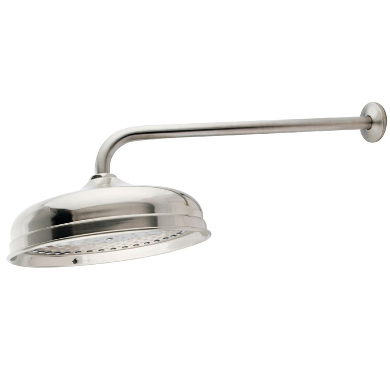 Pomme de douche à jet de pluie ronde de 10 po avec bras de douche de 17 po Kingston, Nickel brossé