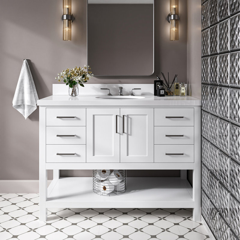 Meuble-lavabo simple 49 po Moille Lequetta, Blanc, Ovale